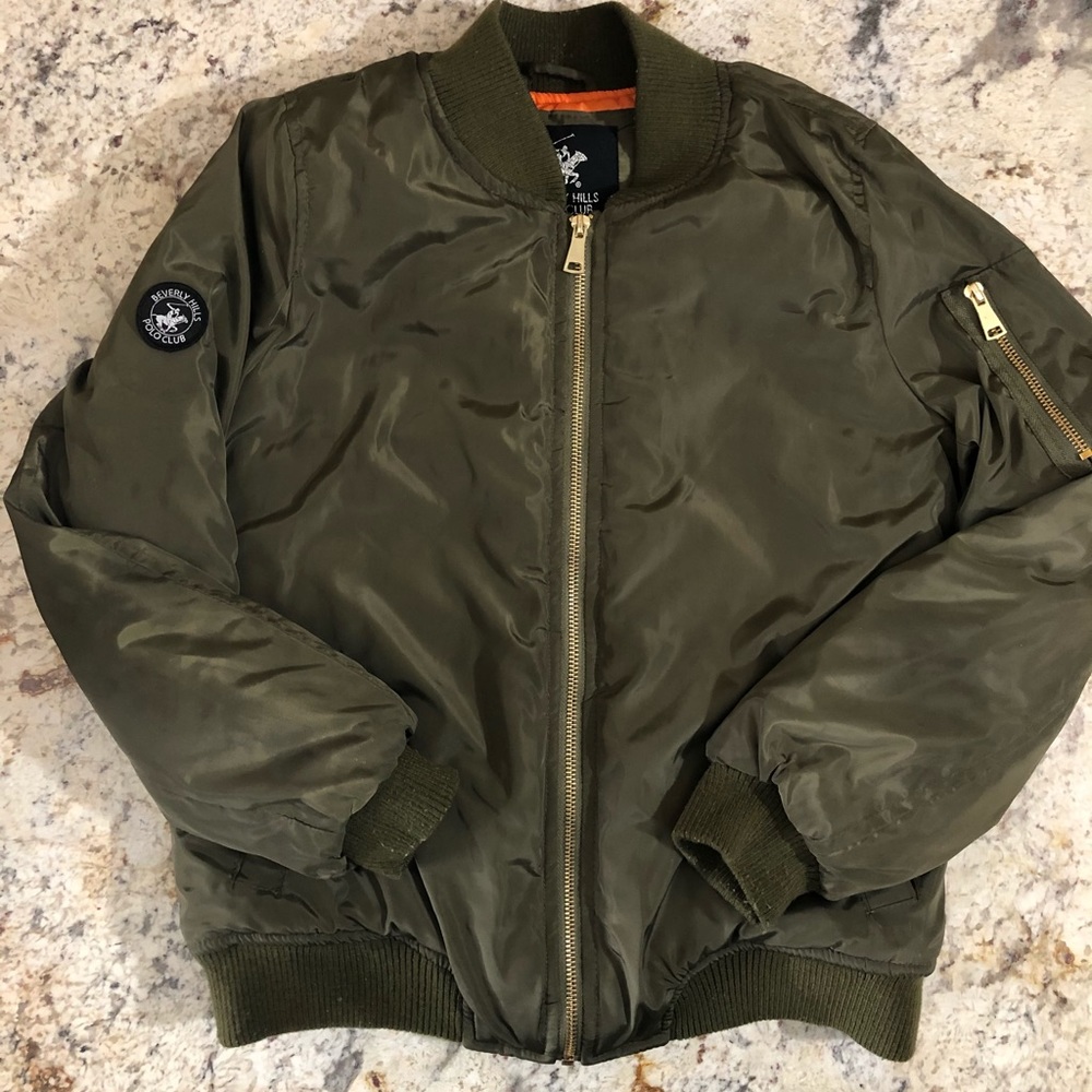 Kids Beverly Hills Polo Club Green Bomber Coat L
